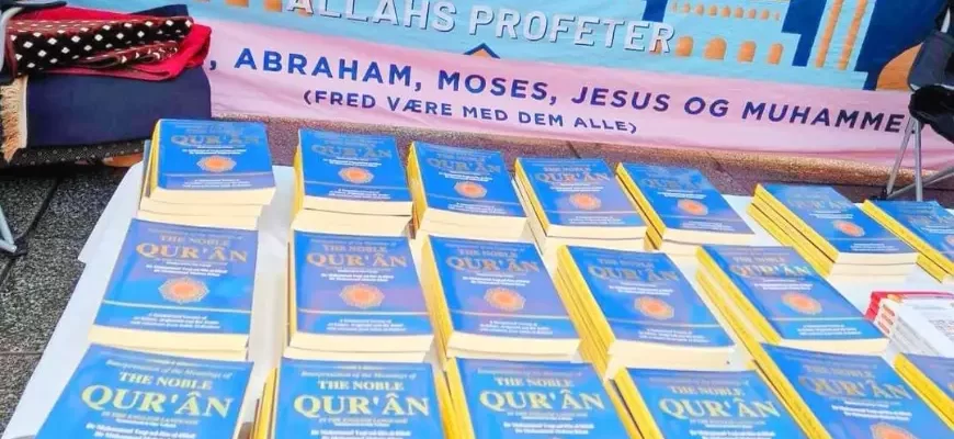 Copies of the Quran ready for distribution at a Dawah Norway event